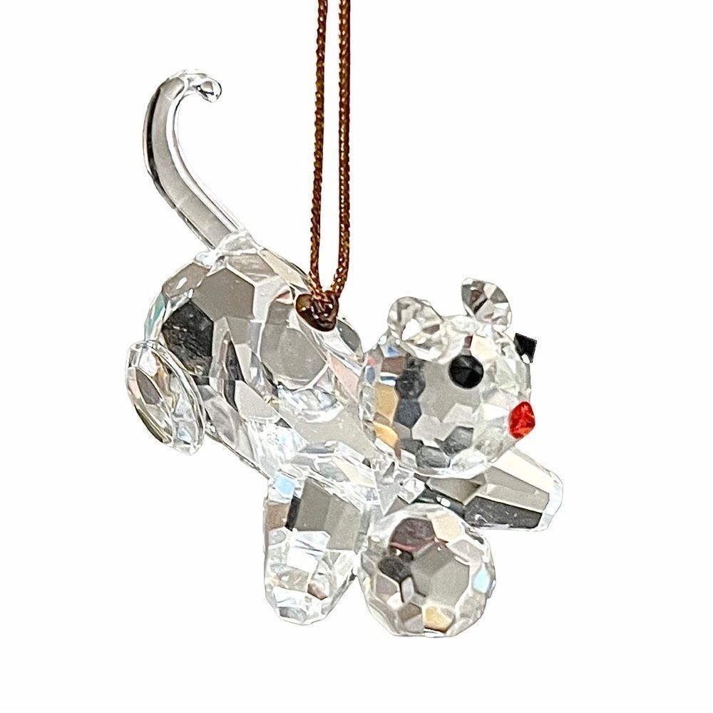 Vintage Reflection Cat with Yarn Christmas Ornament Crystal Like Original Box 